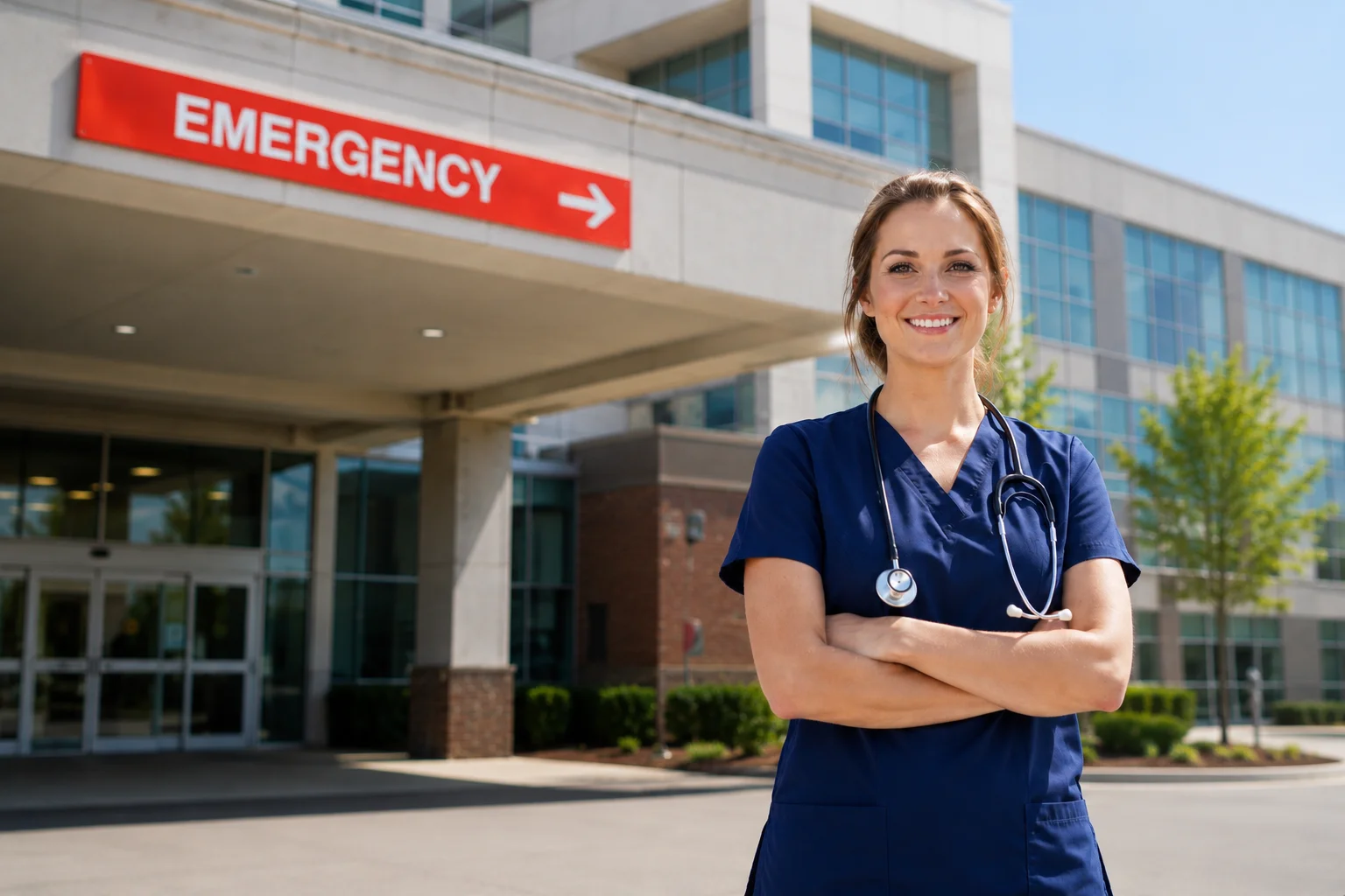 Freestanding ER exterior with physician