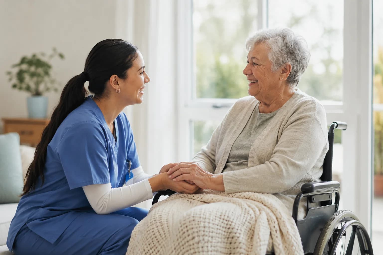 Nurse caring for senior patient